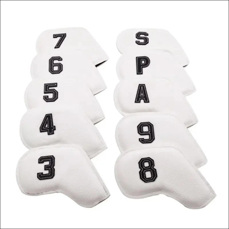 10pcs/set golf iron headcover 3-9,p,s,a , club head cover embroidery number case sport golf