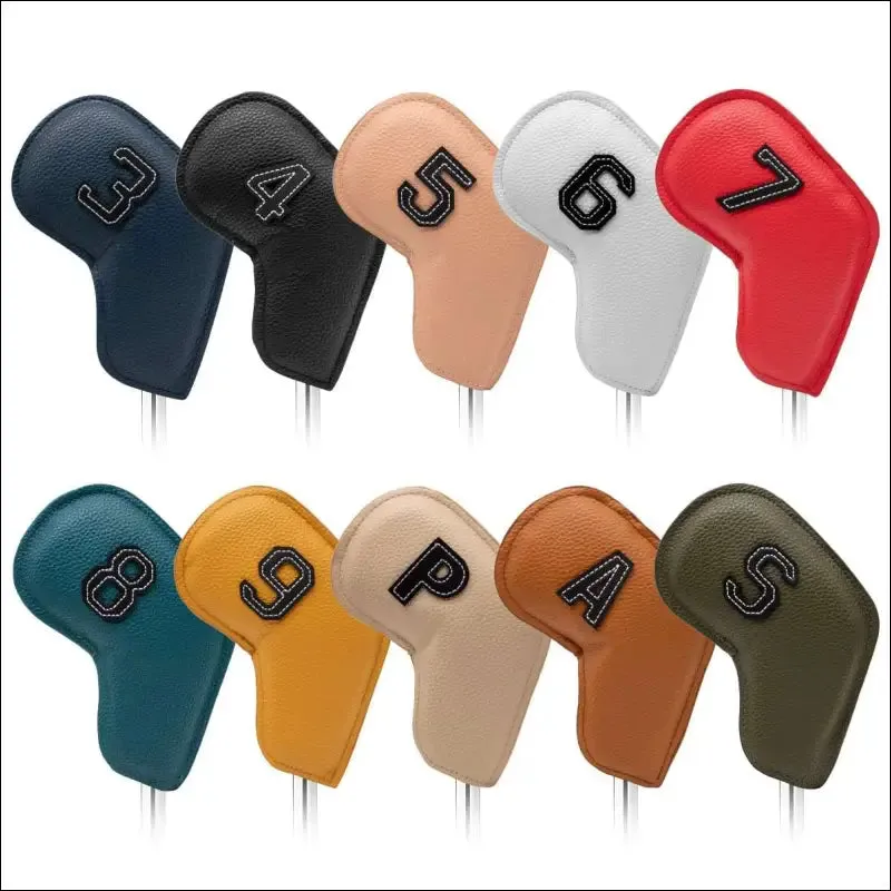 10pcs/set golf iron headcover 3-9,p,s,a , club head cover embroidery number case sport golf
