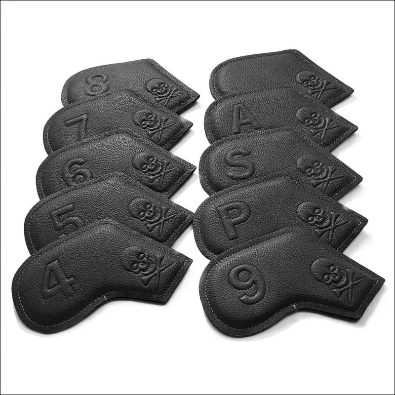 10pcs/set golf iron headcover 3-9,p,s,a , club head cover embroidery number case sport golf
