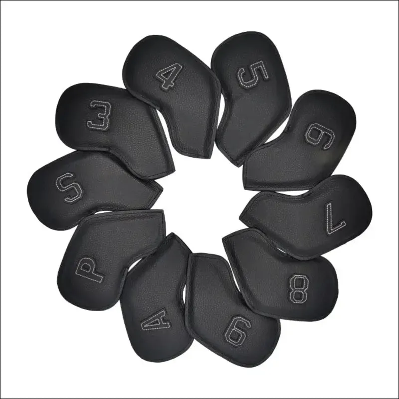 10pcs/set golf iron headcover 3-9,p,s,a , club head cover embroidery number case sport golf