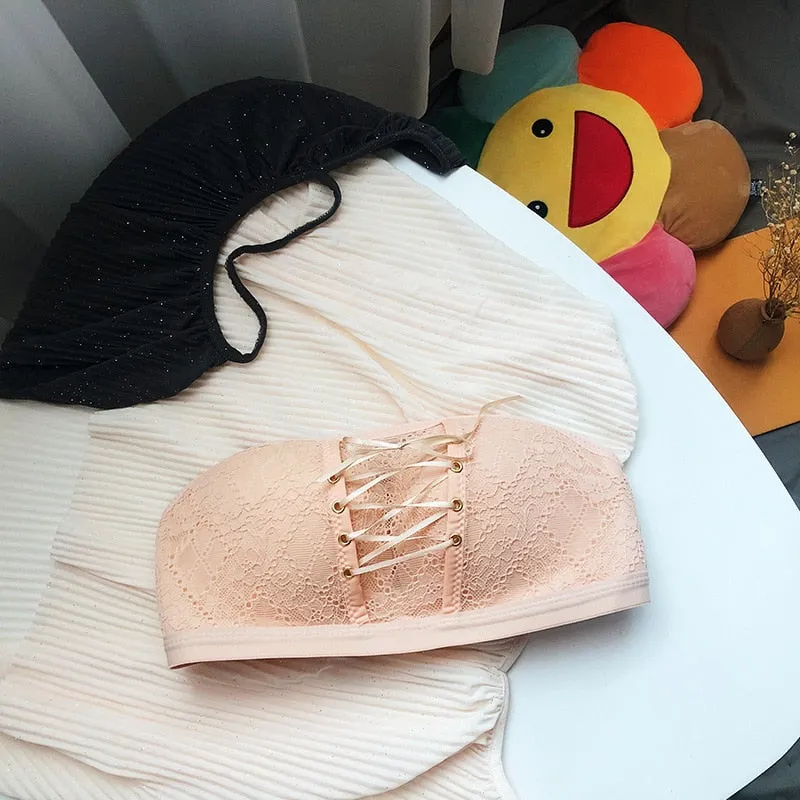 2025 Women's Cotton Underwear Sexy Lace Bra Fashion Push Up Invisible Bra Female Strapless Comfort Underwear Sexy Lingerie