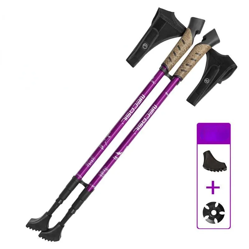 2PCS Nordic Walking Poles with Ergonomic Cork Handle, 7075 Aluminum Alloy, Adjustable from 24.8" to 53.1"
