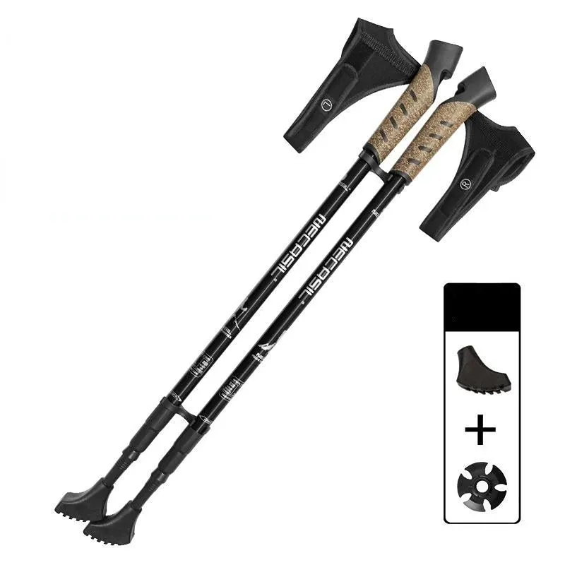 2PCS Nordic Walking Poles with Ergonomic Cork Handle, 7075 Aluminum Alloy, Adjustable from 24.8" to 53.1"