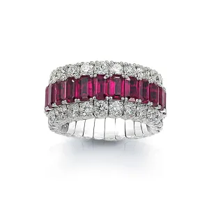 3-Row Ruby and Diamond Xpandable™ Ring
