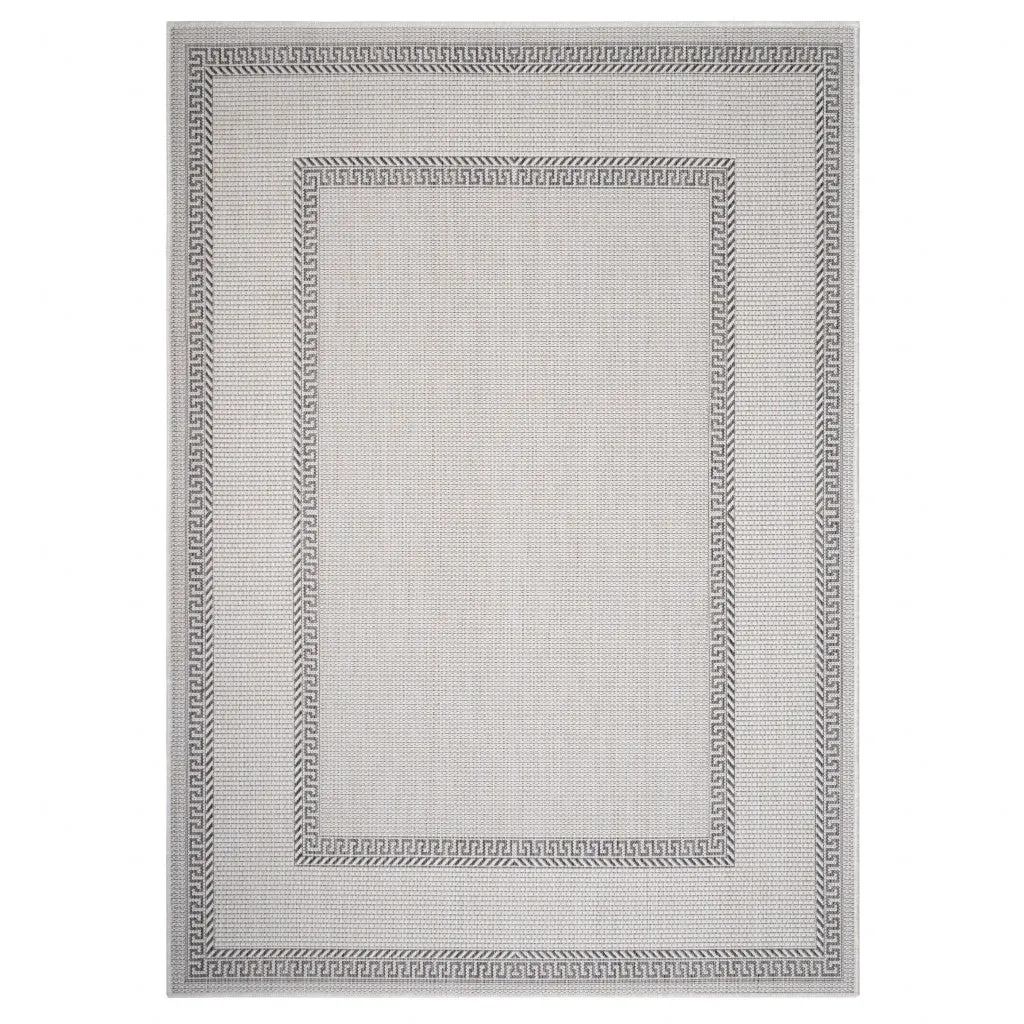 3’ x 5’ Gray Double Border Indoor Outdoor Area Rug