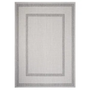 3’ x 5’ Gray Double Border Indoor Outdoor Area Rug