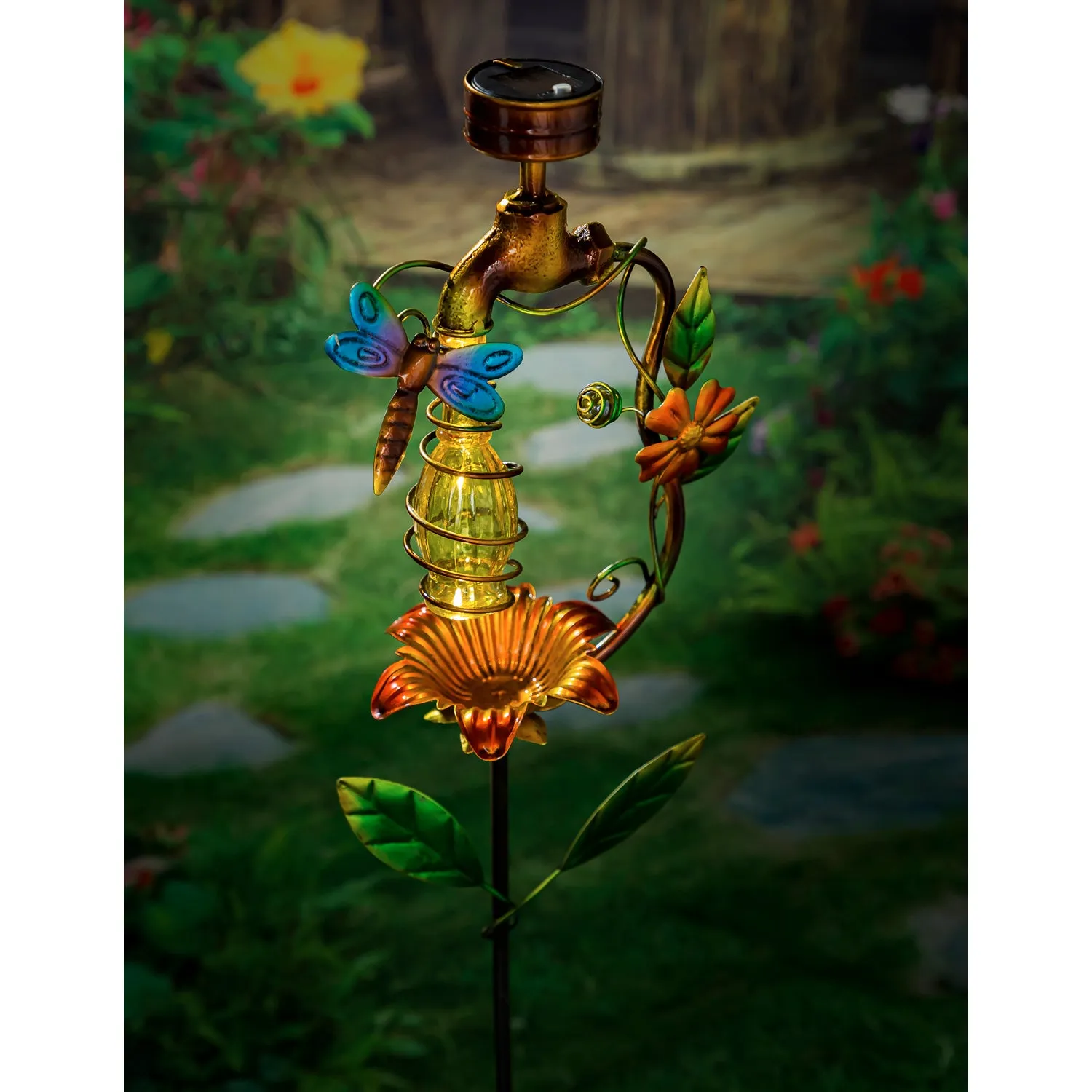 34.5"H Solar Garden Faucet Garden Stake, 2 ASST.,2sp6738
