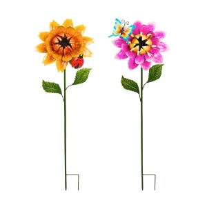 38.25"H Secret Solar Flower Garden Stake, 2 ASST,2sp6589