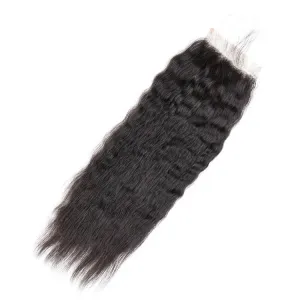 4x4 Lace Closure Kinky Straight Natural Black Human Hair