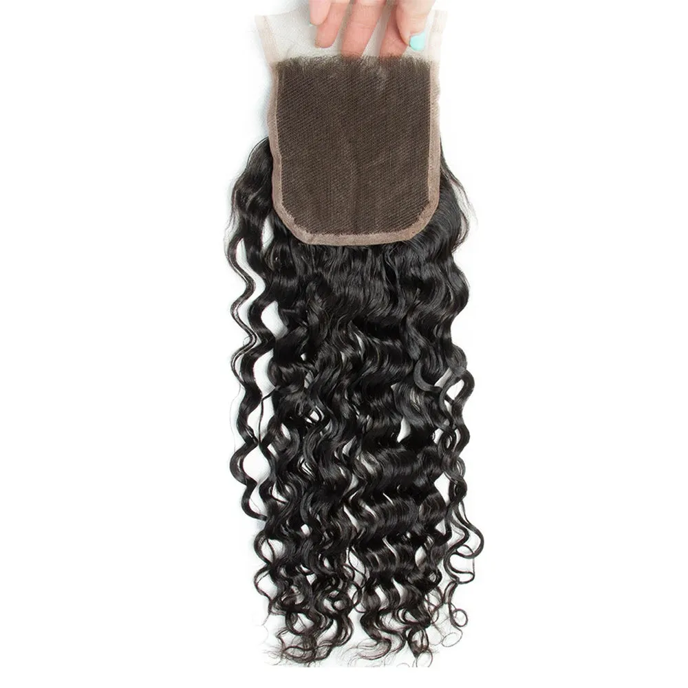 4X4 Natural Wave Closure Free Part & Middle Part Human Hair
