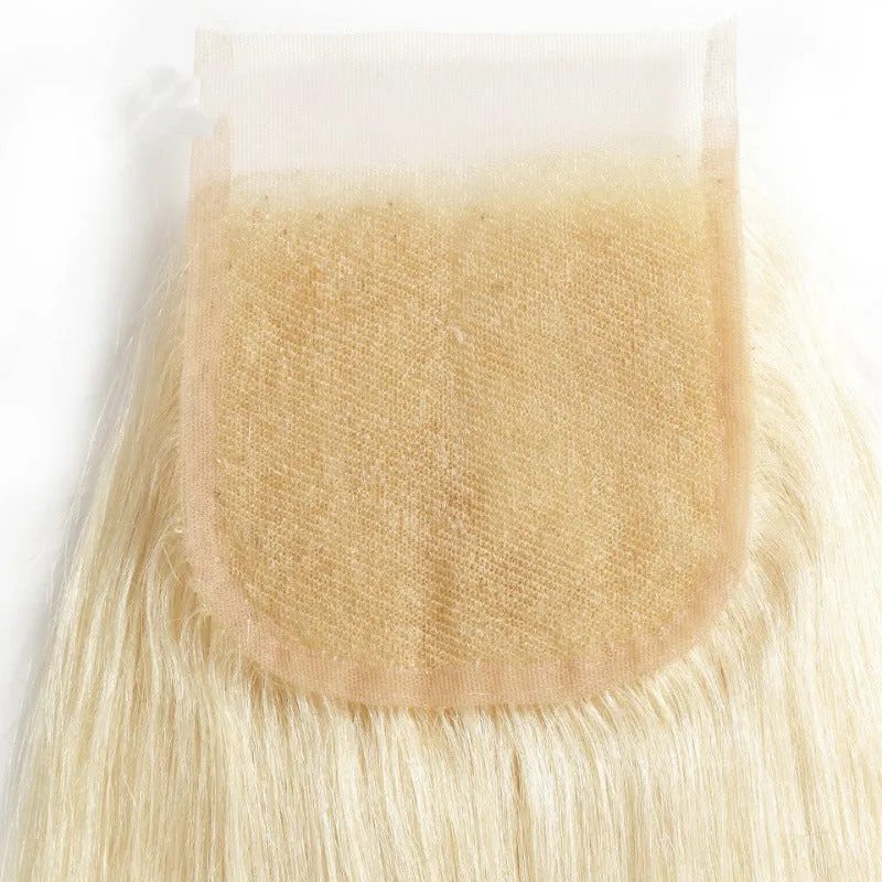 4x4 Transparent Lace Closure Straight 613 Honey Blonde 100 Human Hair Free Part Closure