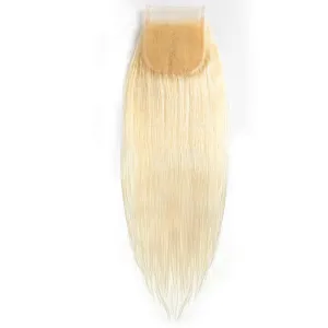 4x4 Transparent Lace Closure Straight 613 Honey Blonde 100 Human Hair Free Part Closure