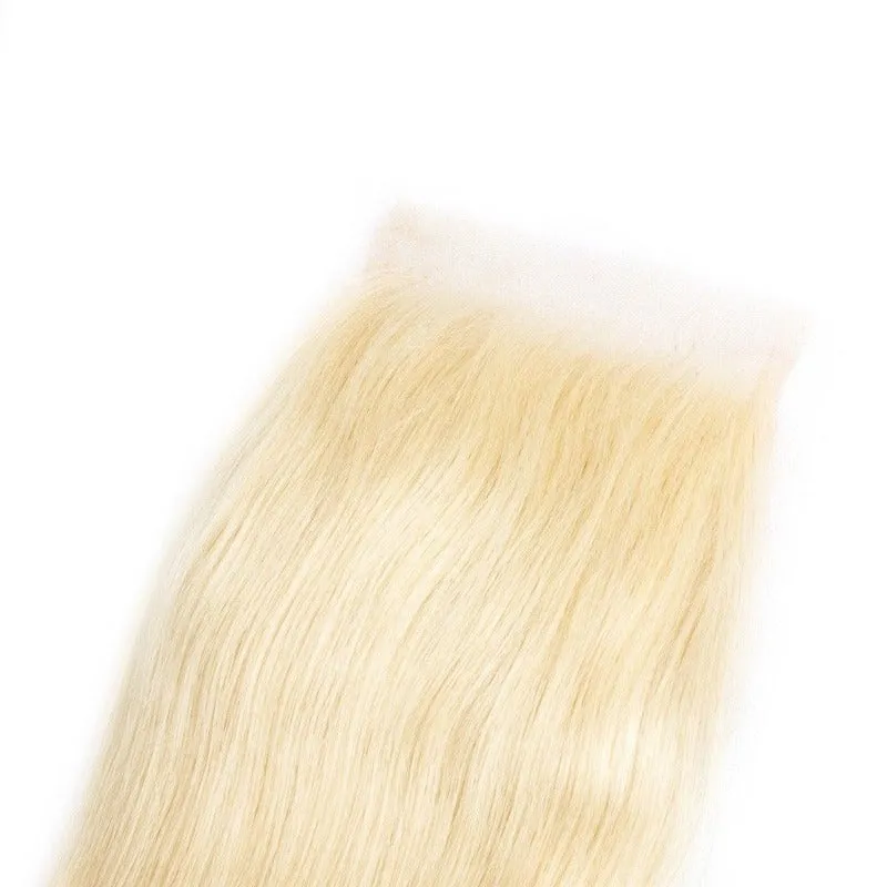 4x4 Transparent Lace Closure Straight 613 Honey Blonde 100 Human Hair Free Part Closure