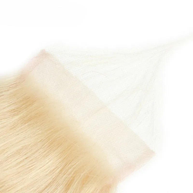 4x4 Transparent Lace Closure Straight 613 Honey Blonde 100 Human Hair Free Part Closure