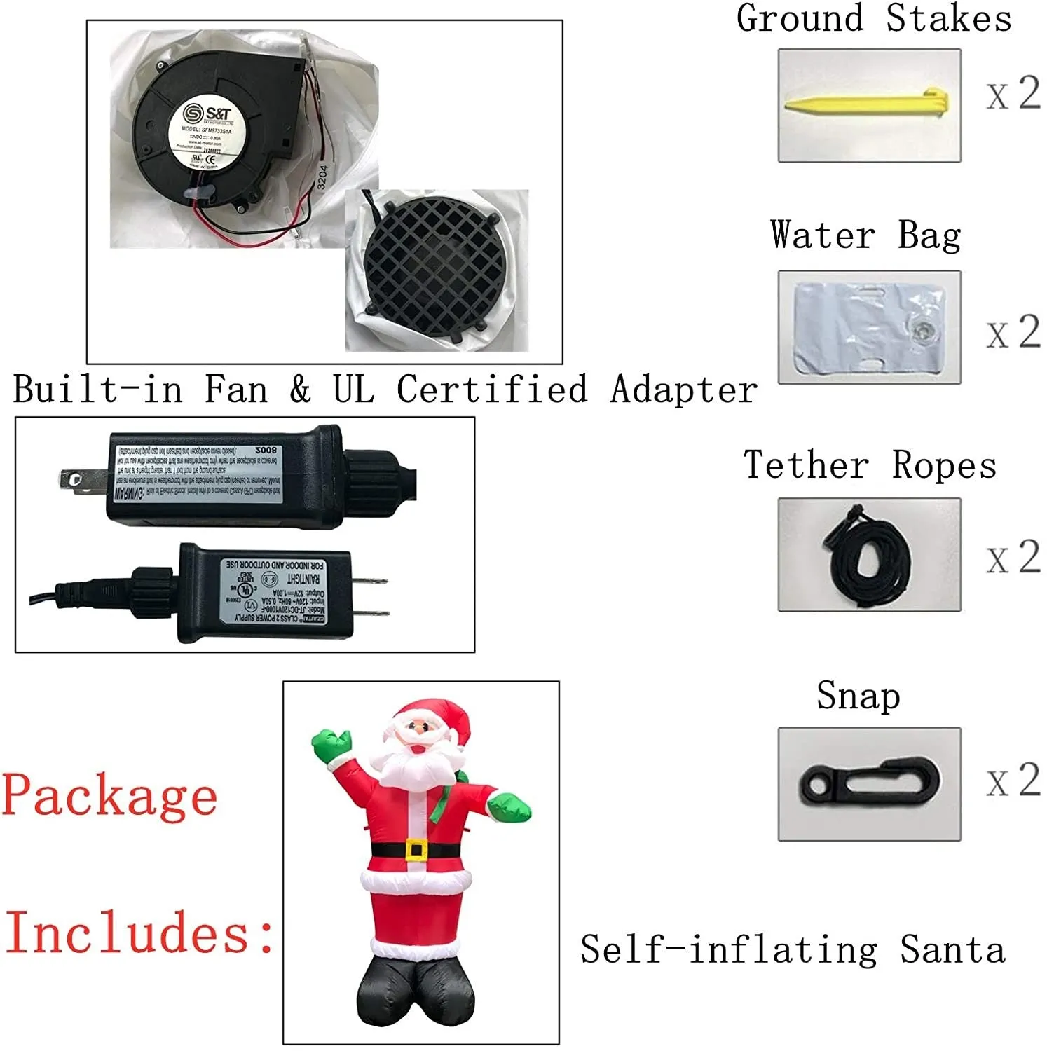 6FT Inflatable Santa Claus Blow Up Decor