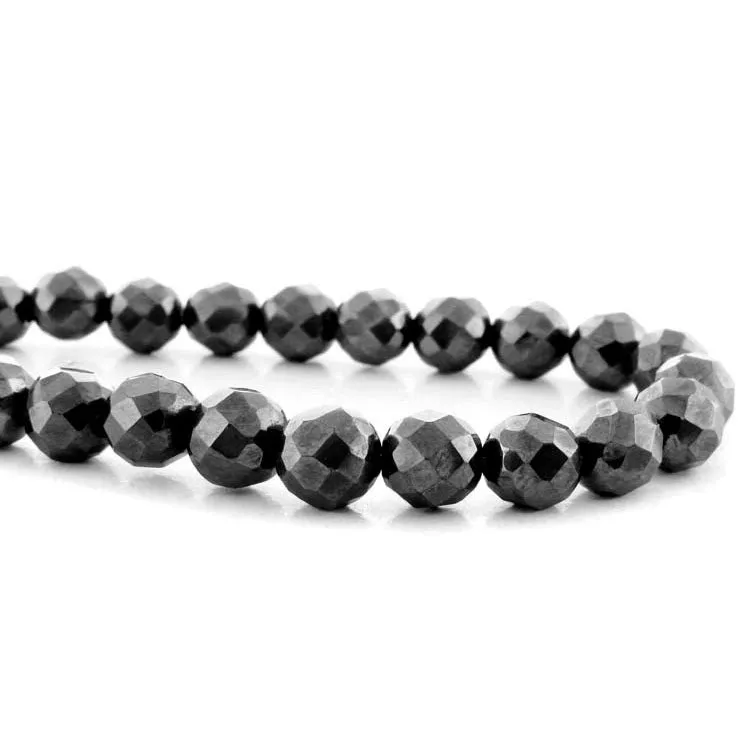 6mm Magnetic Hematite Faceted Round Mh31