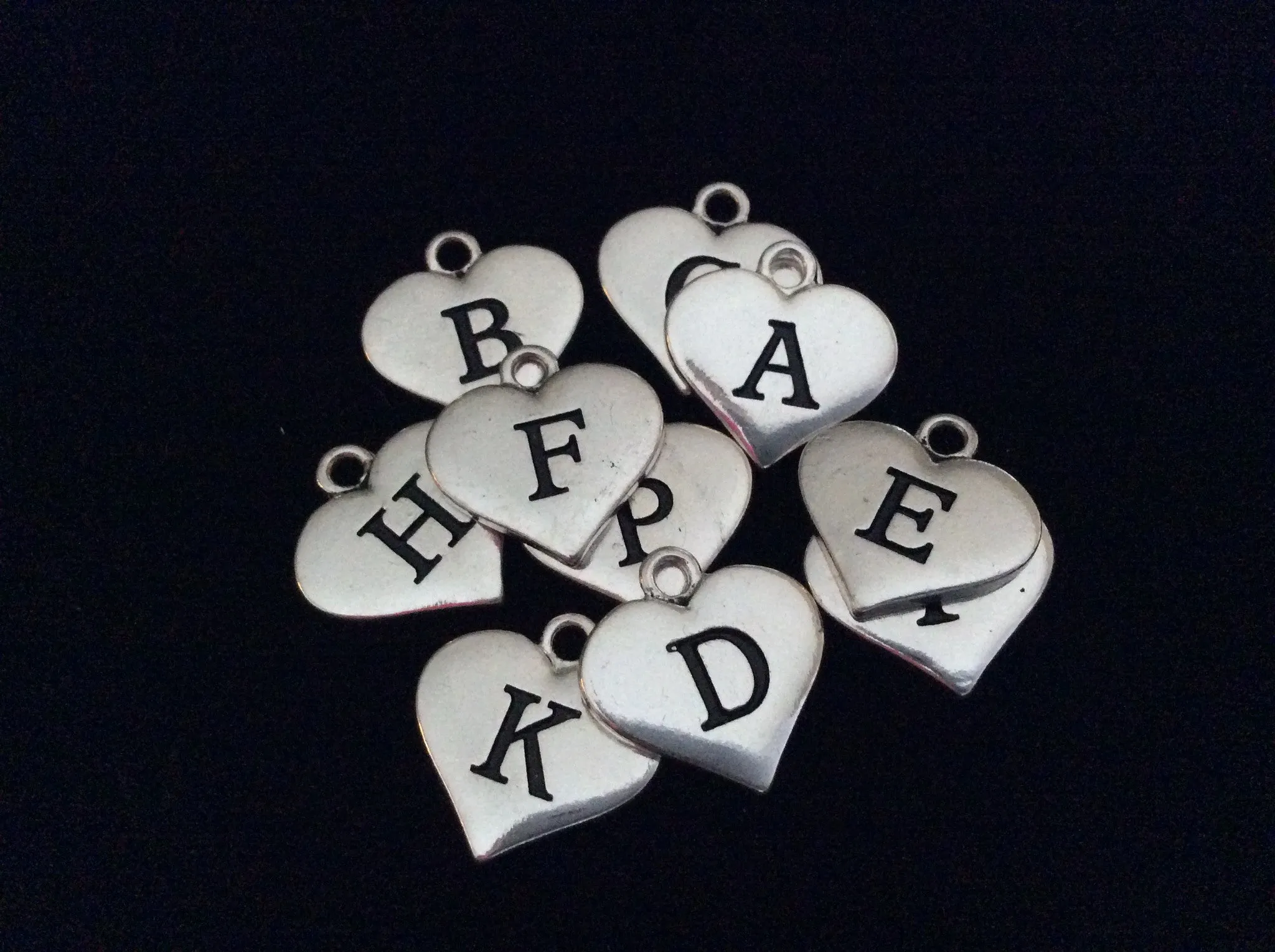 Add A Stamped Heart Letter Initial Charm to an Expandable Adjustable Wire Bangle Bracelet in shop Jules Obsession