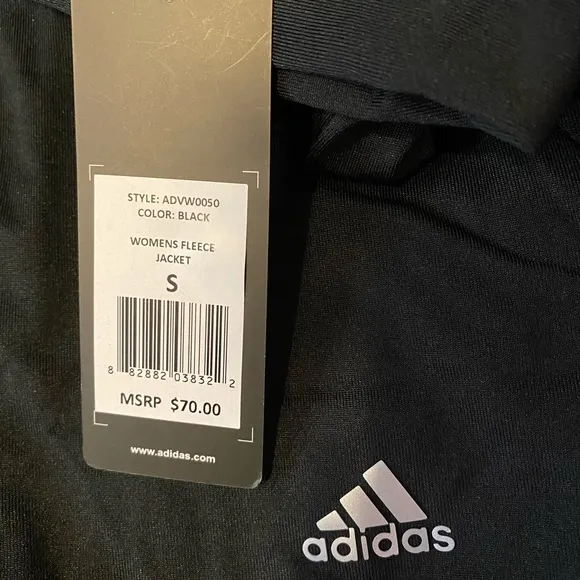 adidas Black Long Sleeve Full Zip Front Golf Jacket Size Small