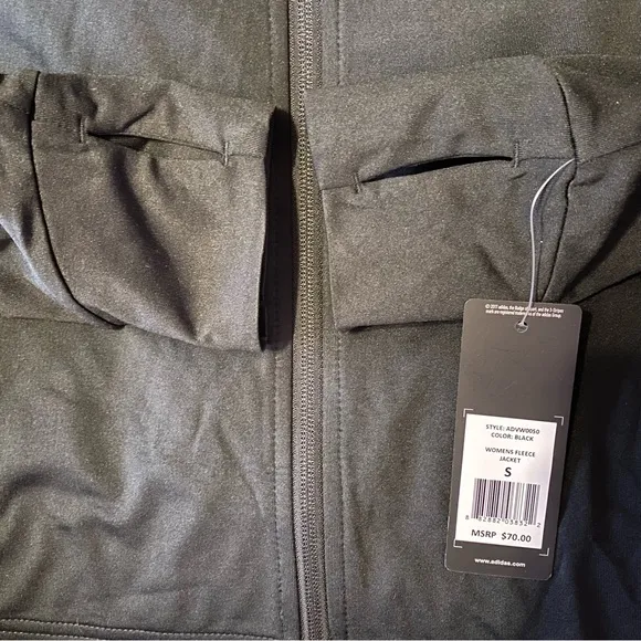 adidas Black Long Sleeve Full Zip Front Golf Jacket Size Small