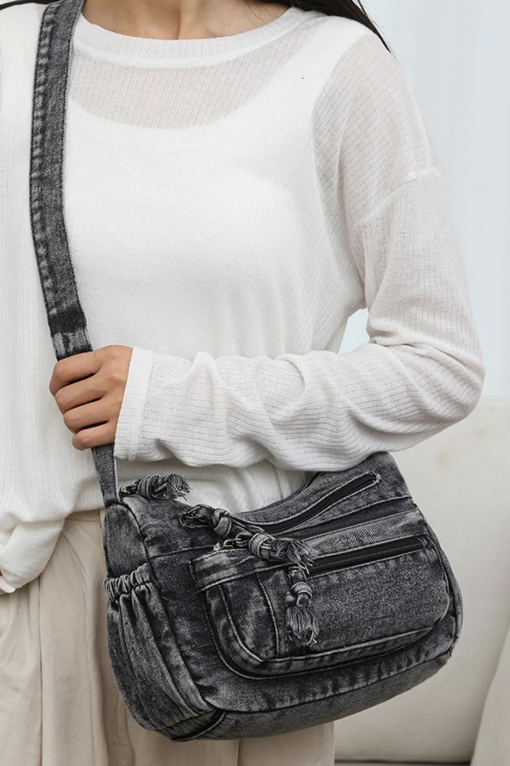 Adjustable Denim Crossbody Bag with Comfortable Strap | Stylish and Versatile Everyday Accessory