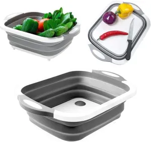 Adjustable Expandable Collapsible Foldable Veggie Chopping Cutting Board Basin Bowl With Dish Tub