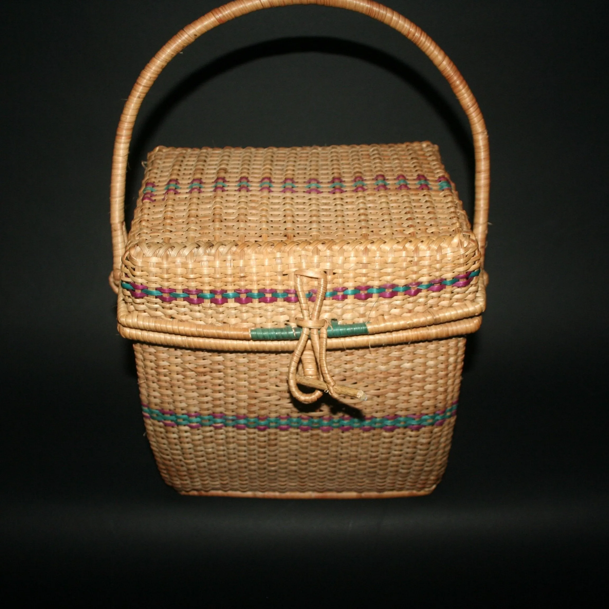 African Basket Lidded Handcrafted in Cameroon Vintage