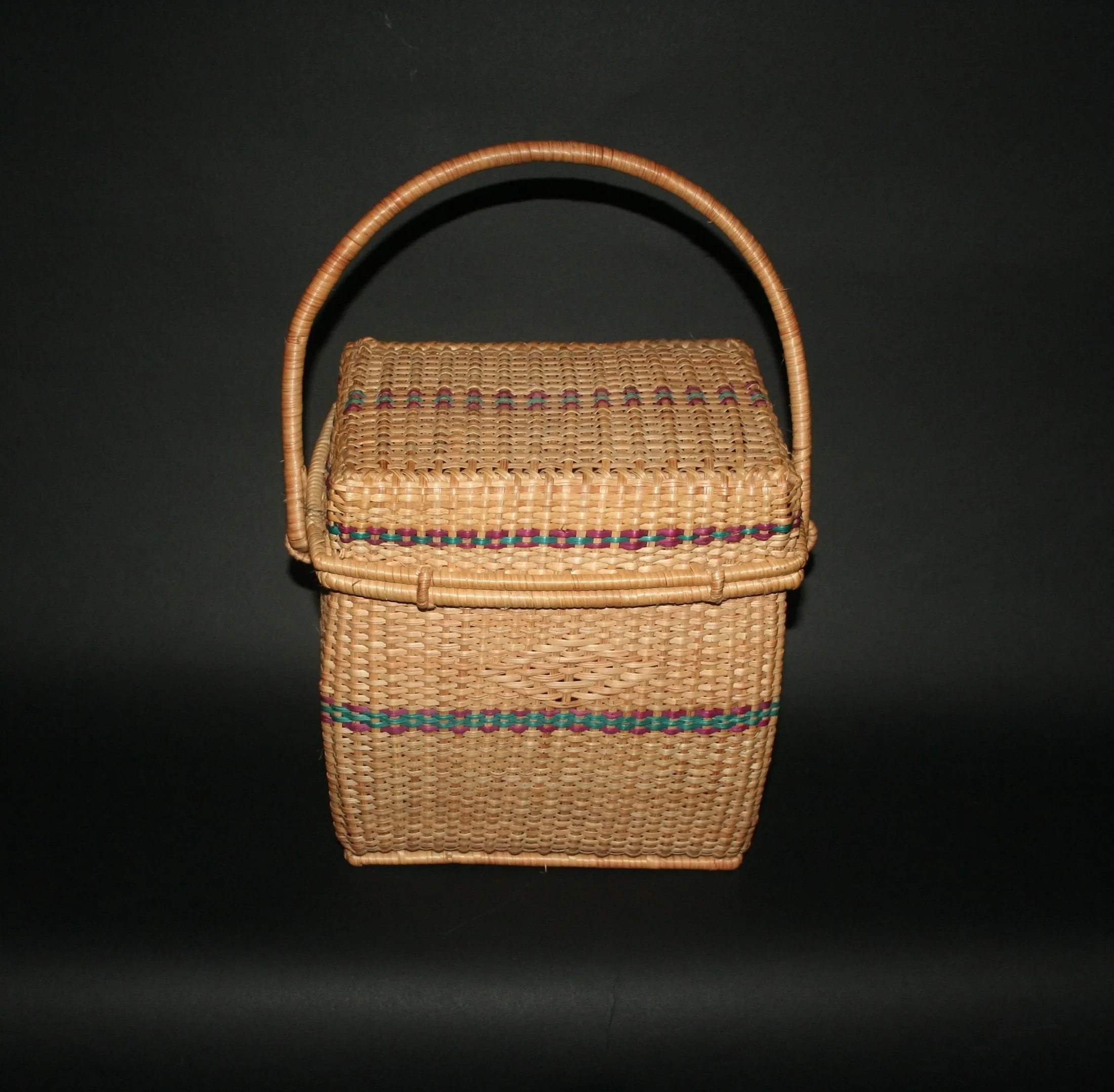 African Basket Lidded Handcrafted in Cameroon Vintage