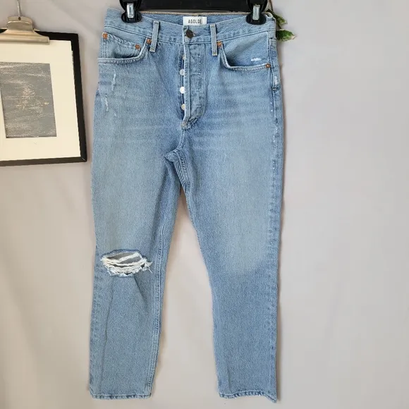 Agolde Riley High Rise Straight Crop Endeavor Denim Jean 25