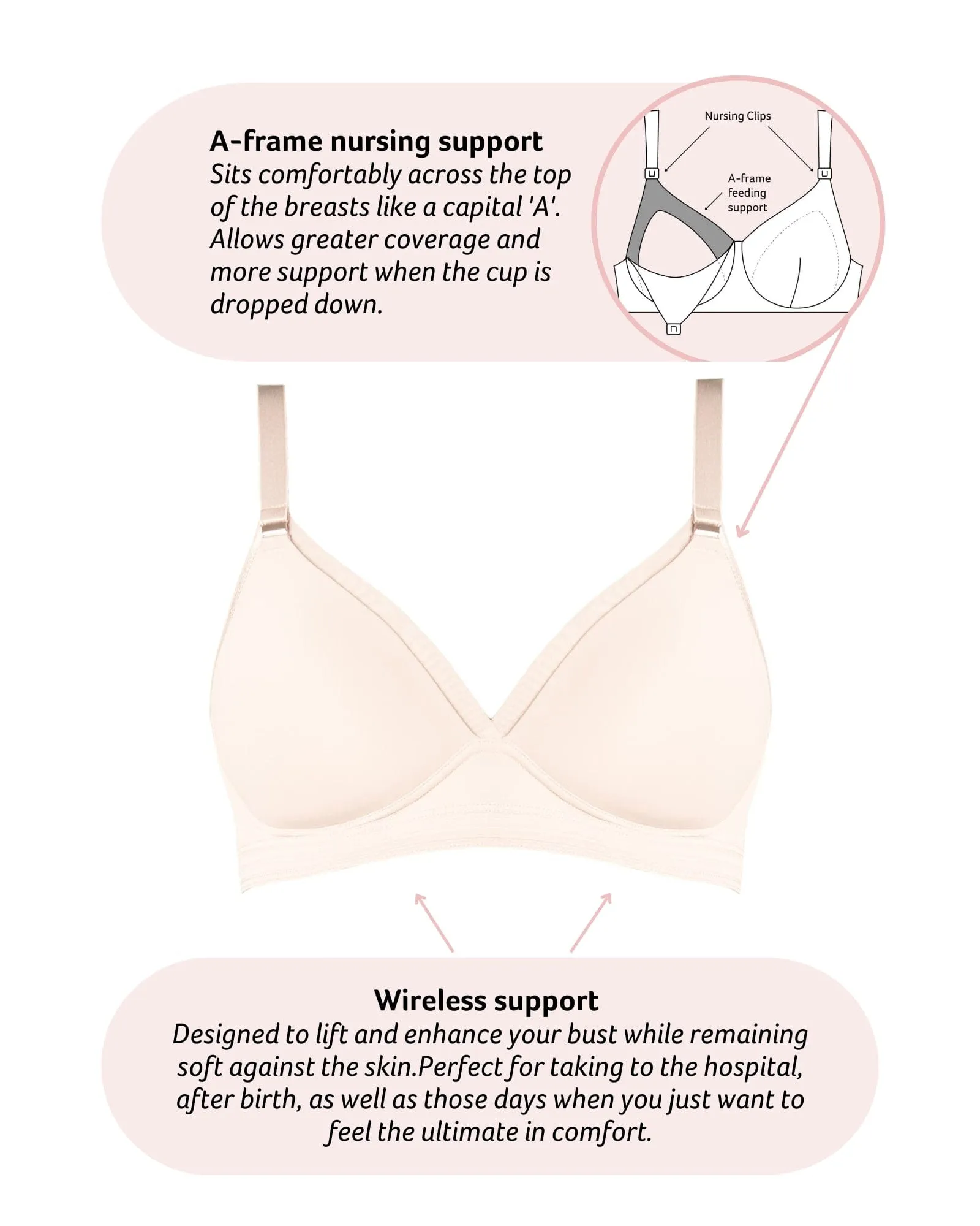 Ambition T-Shirt Nursing Bra - Shell