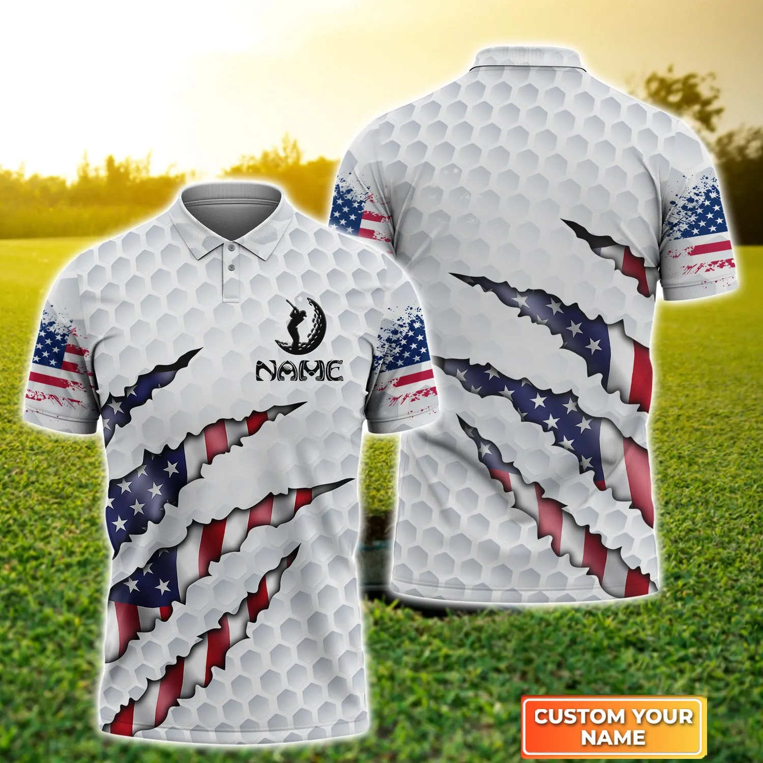 America Golf - Personalized Name 3D Polo Shirt