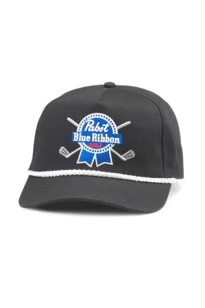 American Needle Pabst Blue Ribbon Golf Roscoe Hat for Men in Black | 23008C-PBC