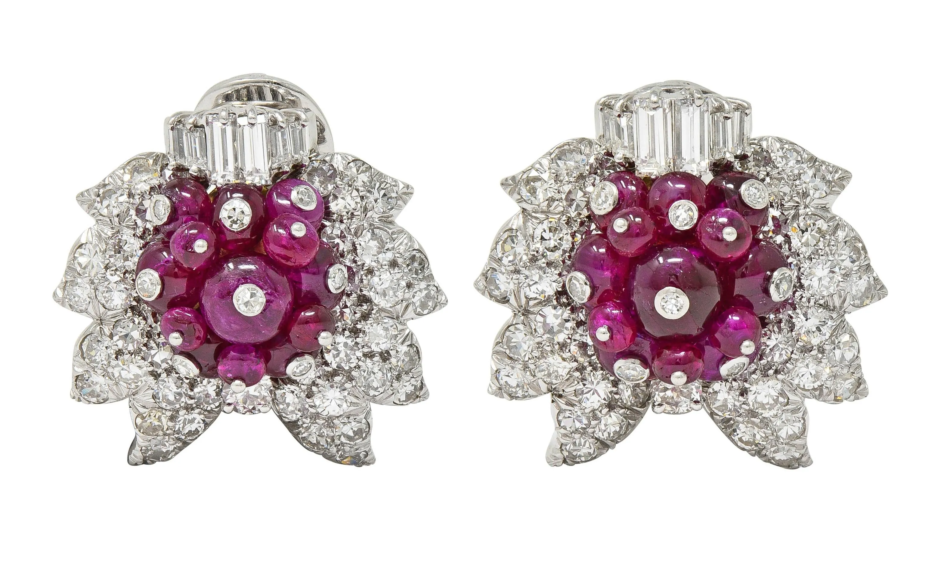 Andrew Clunn 131.96 CTW Diamond Ruby Platinum 18 Karat Gold Vintage Convertible Day Night Tassel Earrings