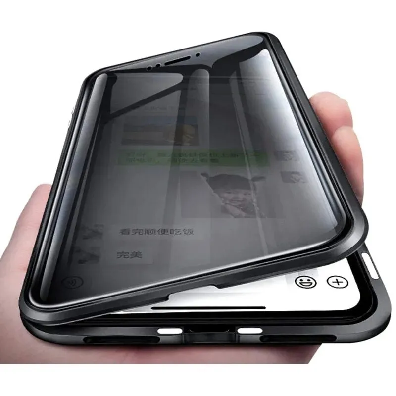 Anti Peeping Magnetic Double Privacy Metal Case for iPhone Black