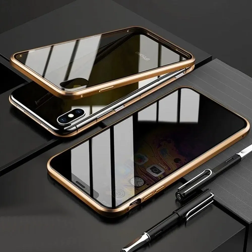 Anti Peeping Magnetic Double Privacy Metal Case for iPhone Black