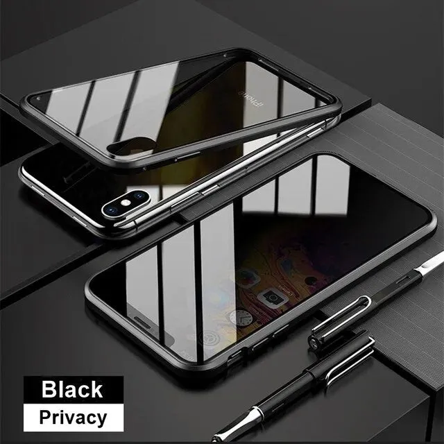 Anti Peeping Magnetic Double Privacy Metal Case for iPhone Black