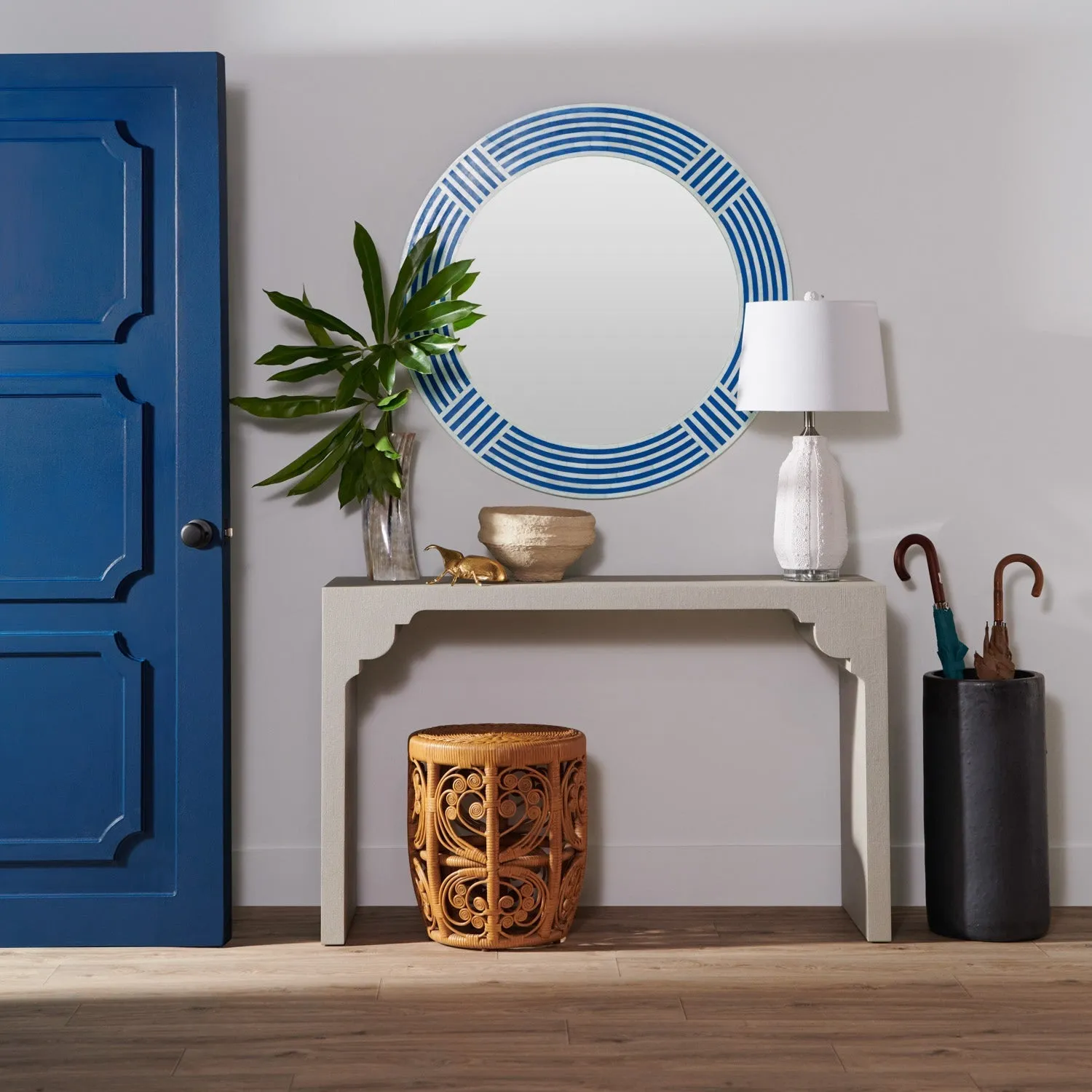 Athena Pacific Blue Bone Tile Mirror