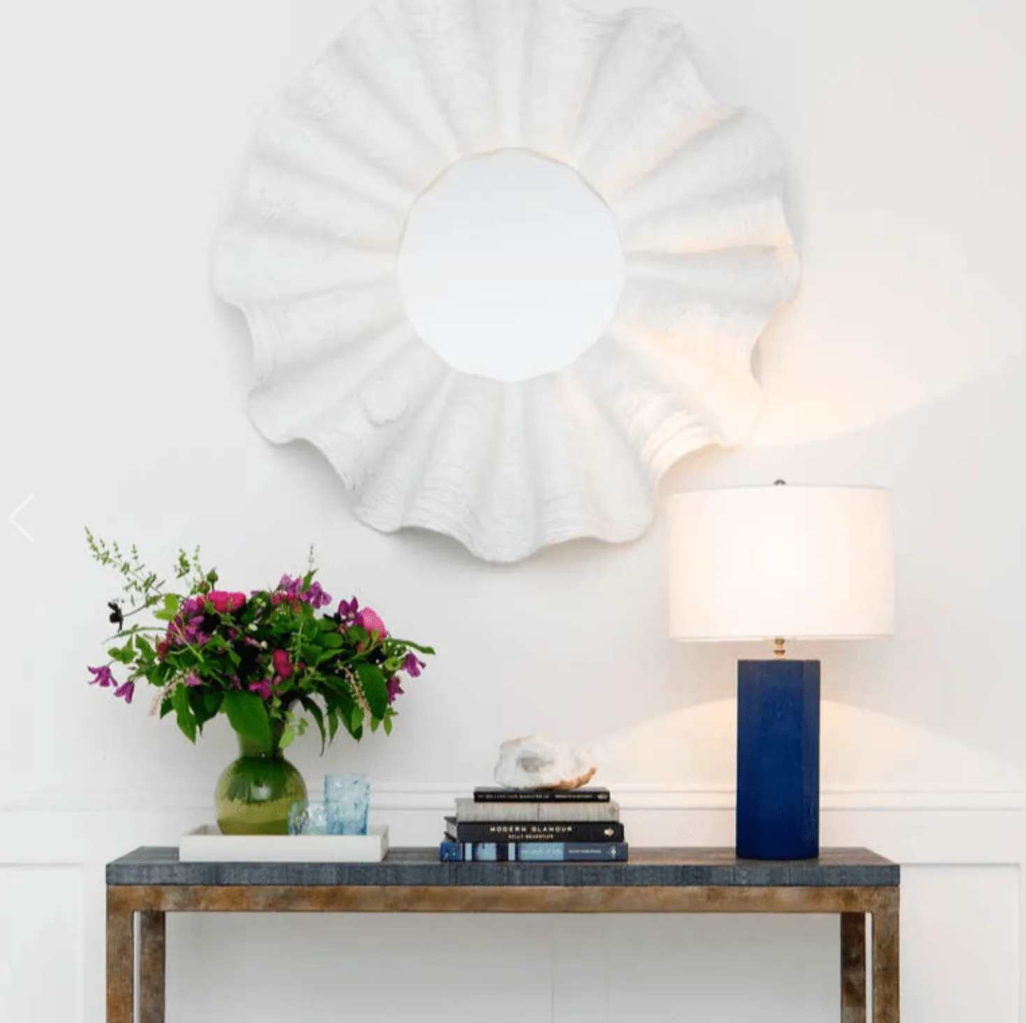 Ava White Round Mirror