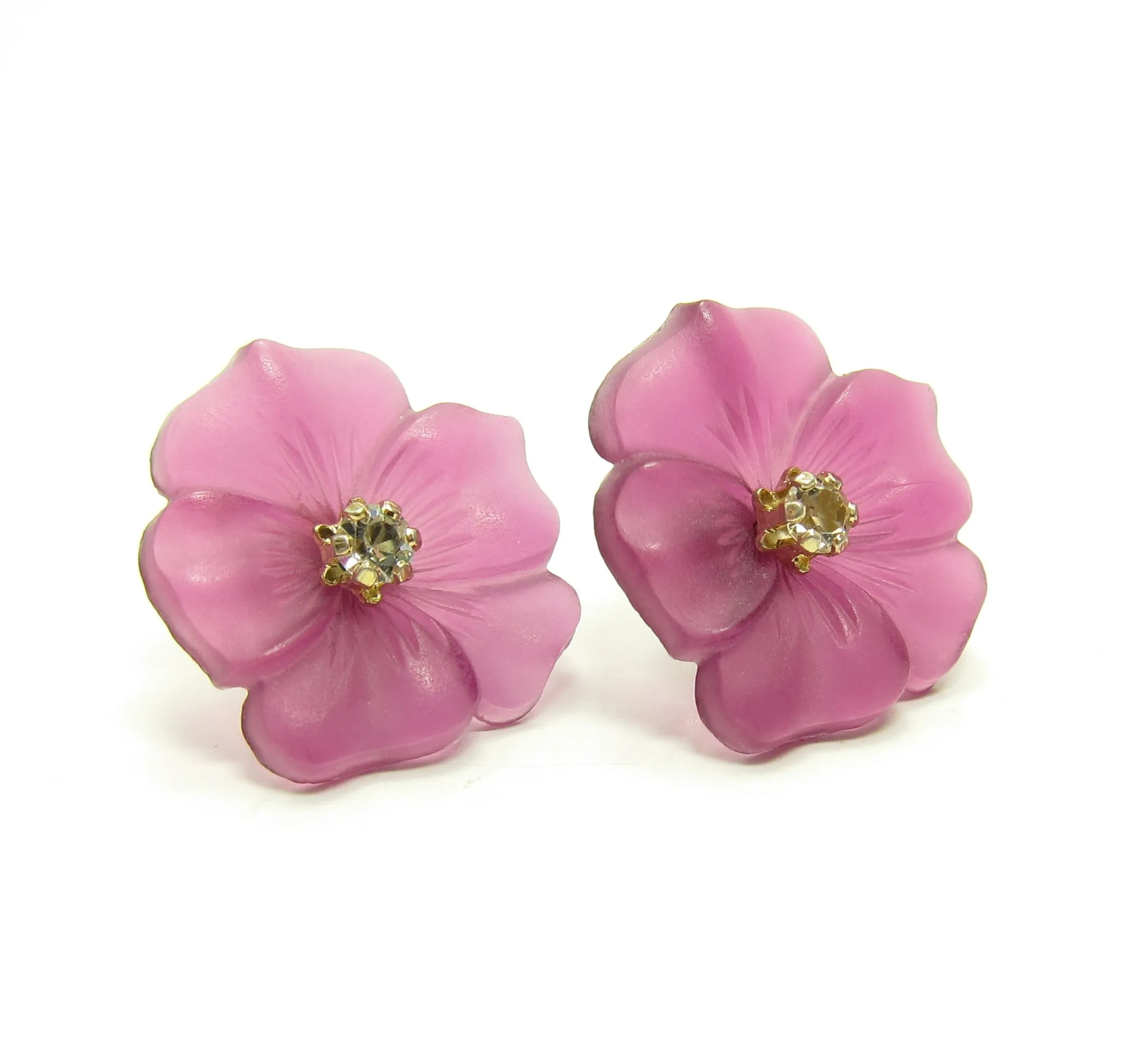 Avon Vintage Frosted Floral Pansy Flower Convertible Earrings
