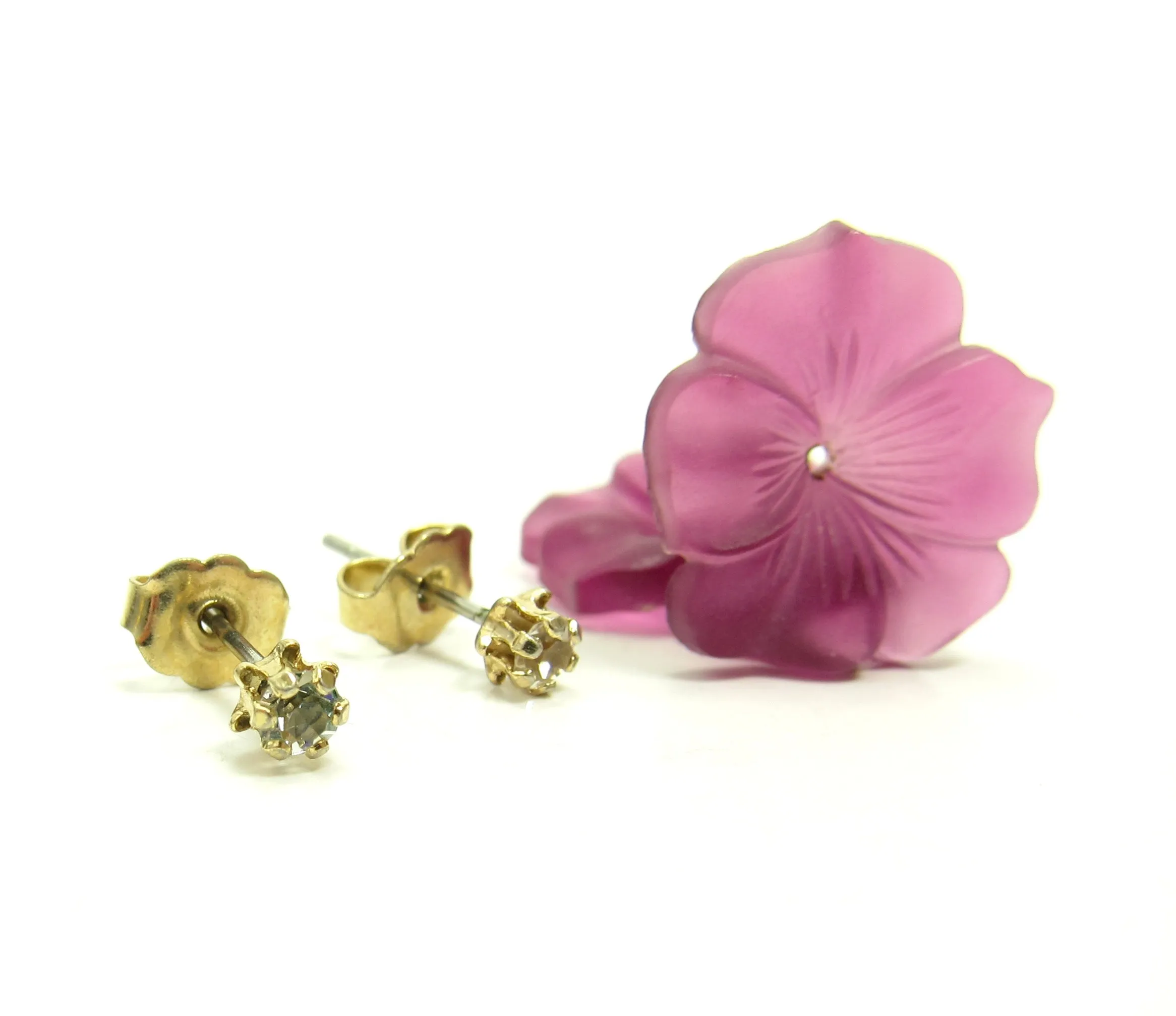 Avon Vintage Frosted Floral Pansy Flower Convertible Earrings