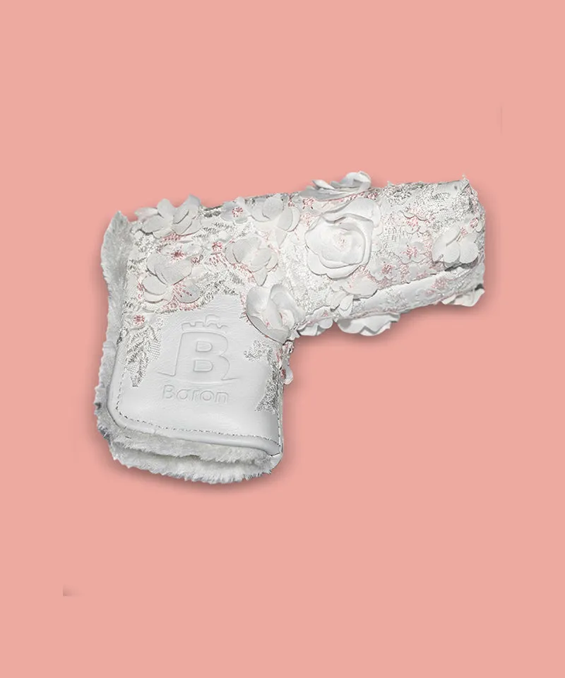 Baron Golf Flower Blade Putter Cover made by Finest Leather [Hand-made] - White