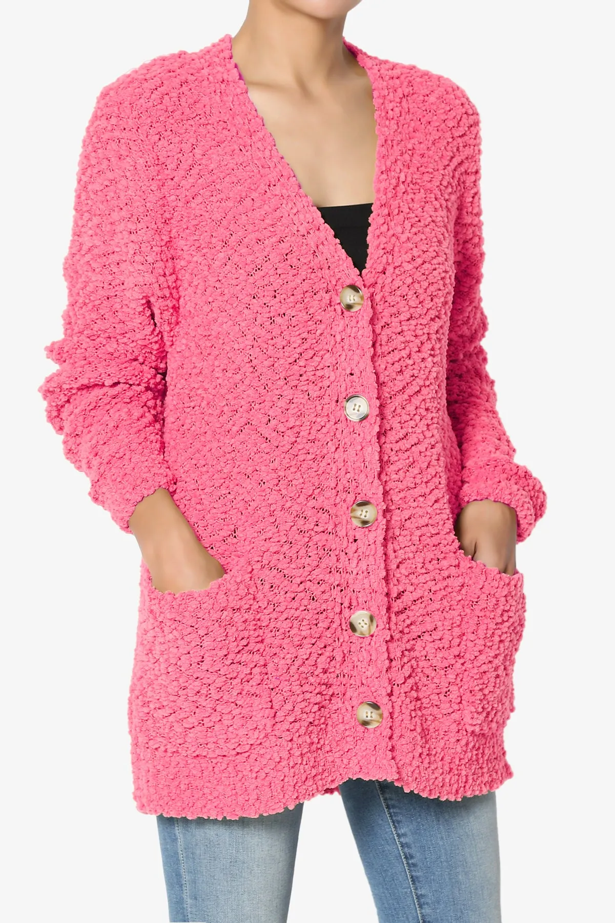 Barry Button Teddy Knit Sweater Cardigan PLUS