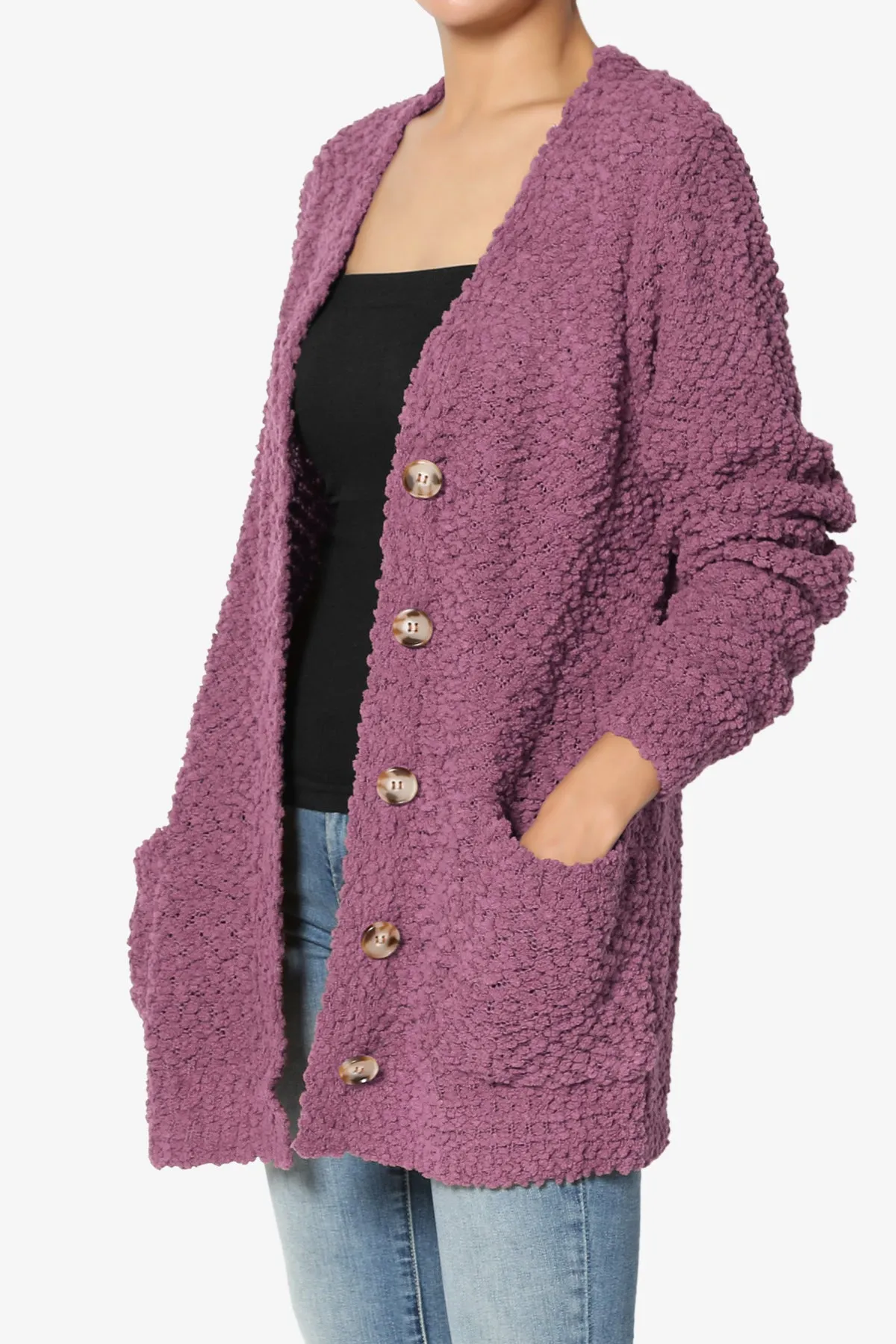 Barry Button Teddy Knit Sweater Cardigan PLUS