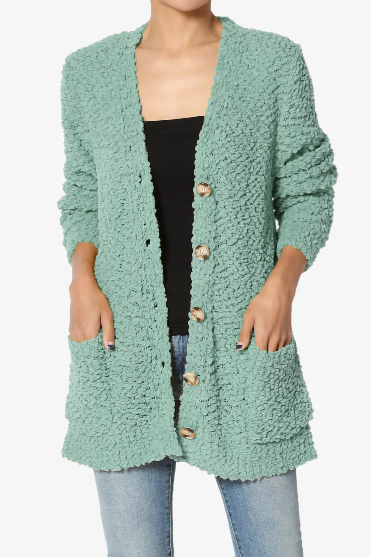 Barry Button Teddy Knit Sweater Cardigan PLUS