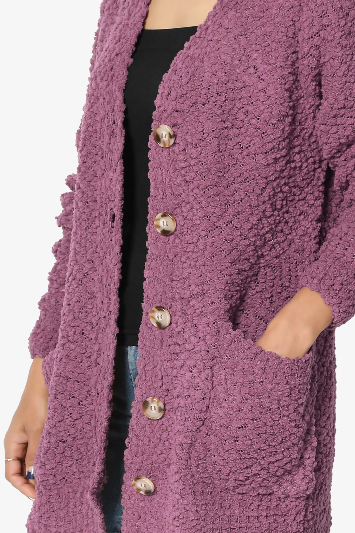 Barry Button Teddy Knit Sweater Cardigan PLUS
