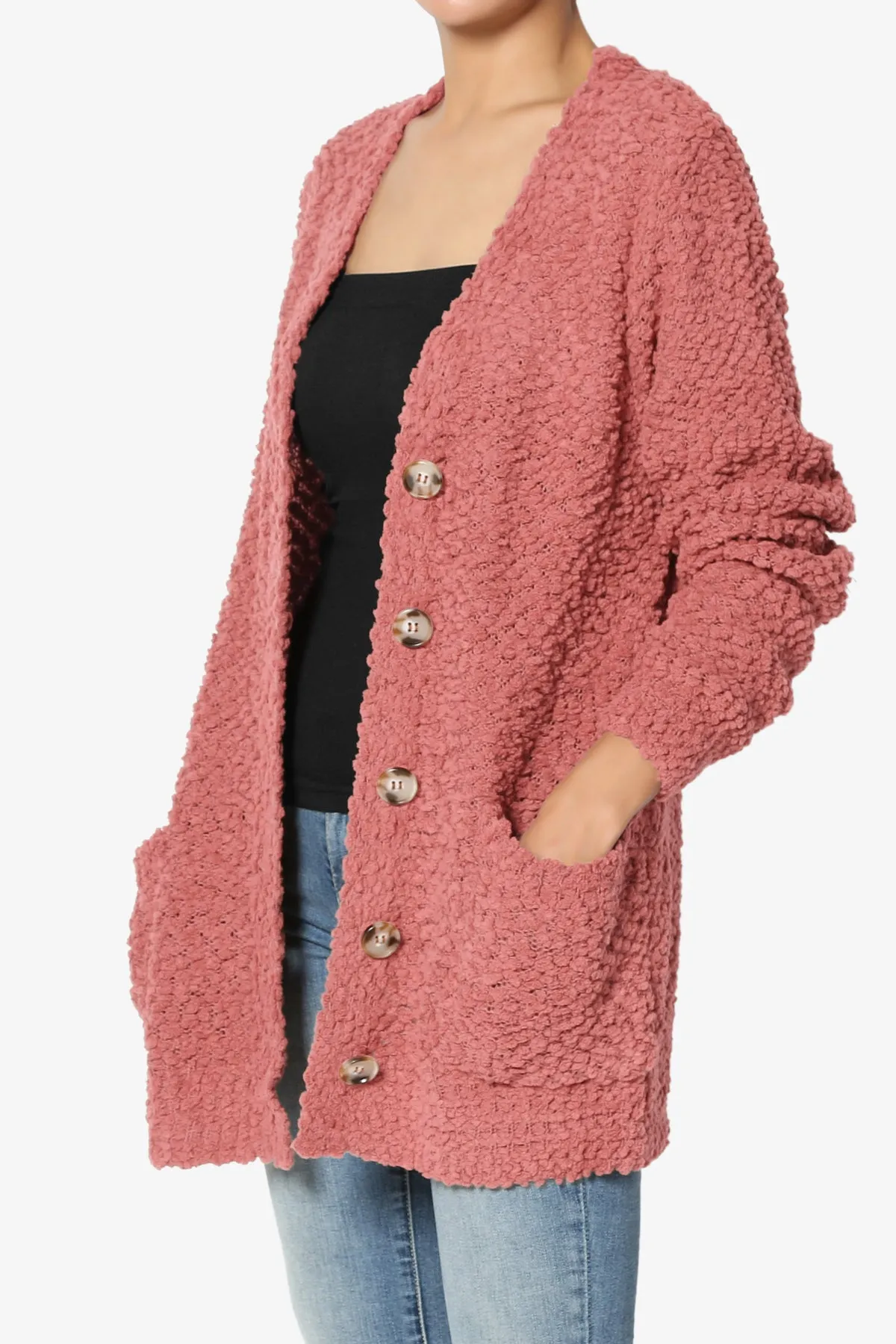 Barry Button Teddy Knit Sweater Cardigan PLUS