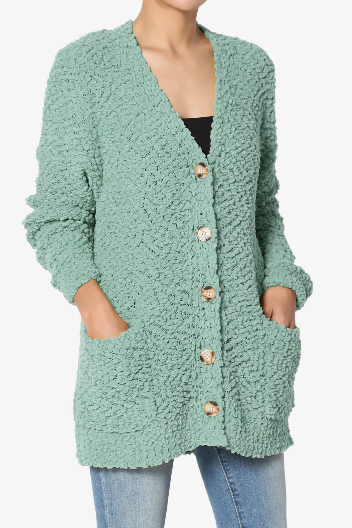 Barry Button Teddy Knit Sweater Cardigan PLUS