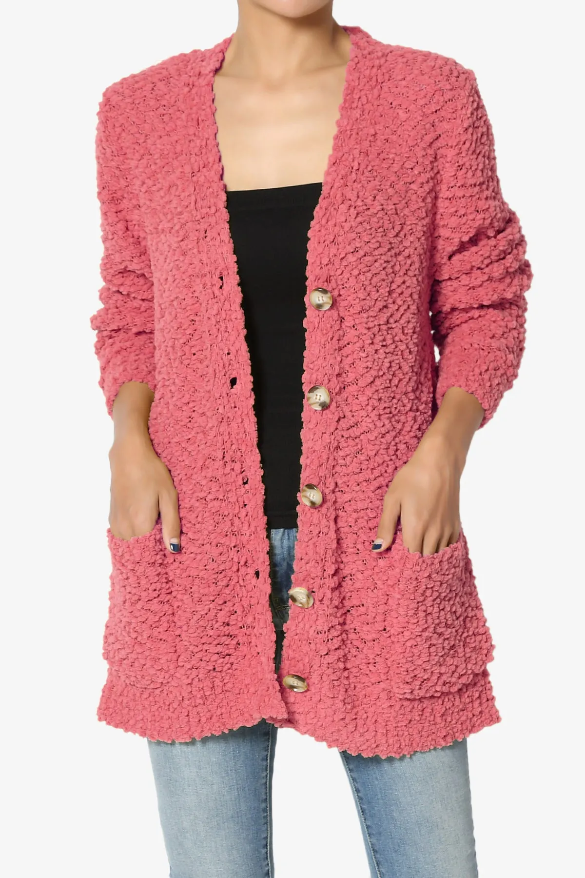 Barry Button Teddy Knit Sweater Cardigan PLUS