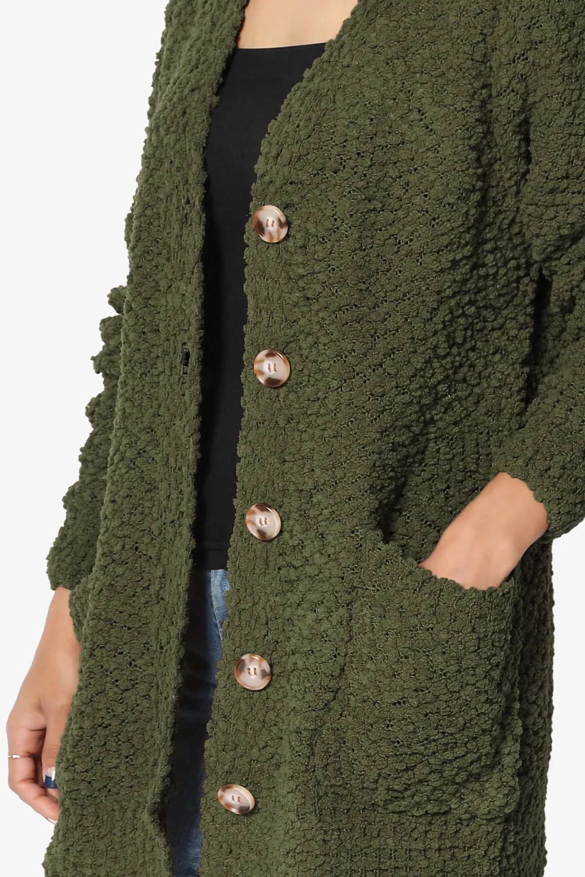 Barry Button Teddy Knit Sweater Cardigan PLUS