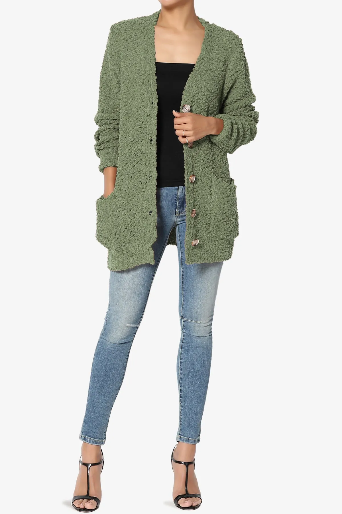 Barry Button Teddy Knit Sweater Cardigan PLUS