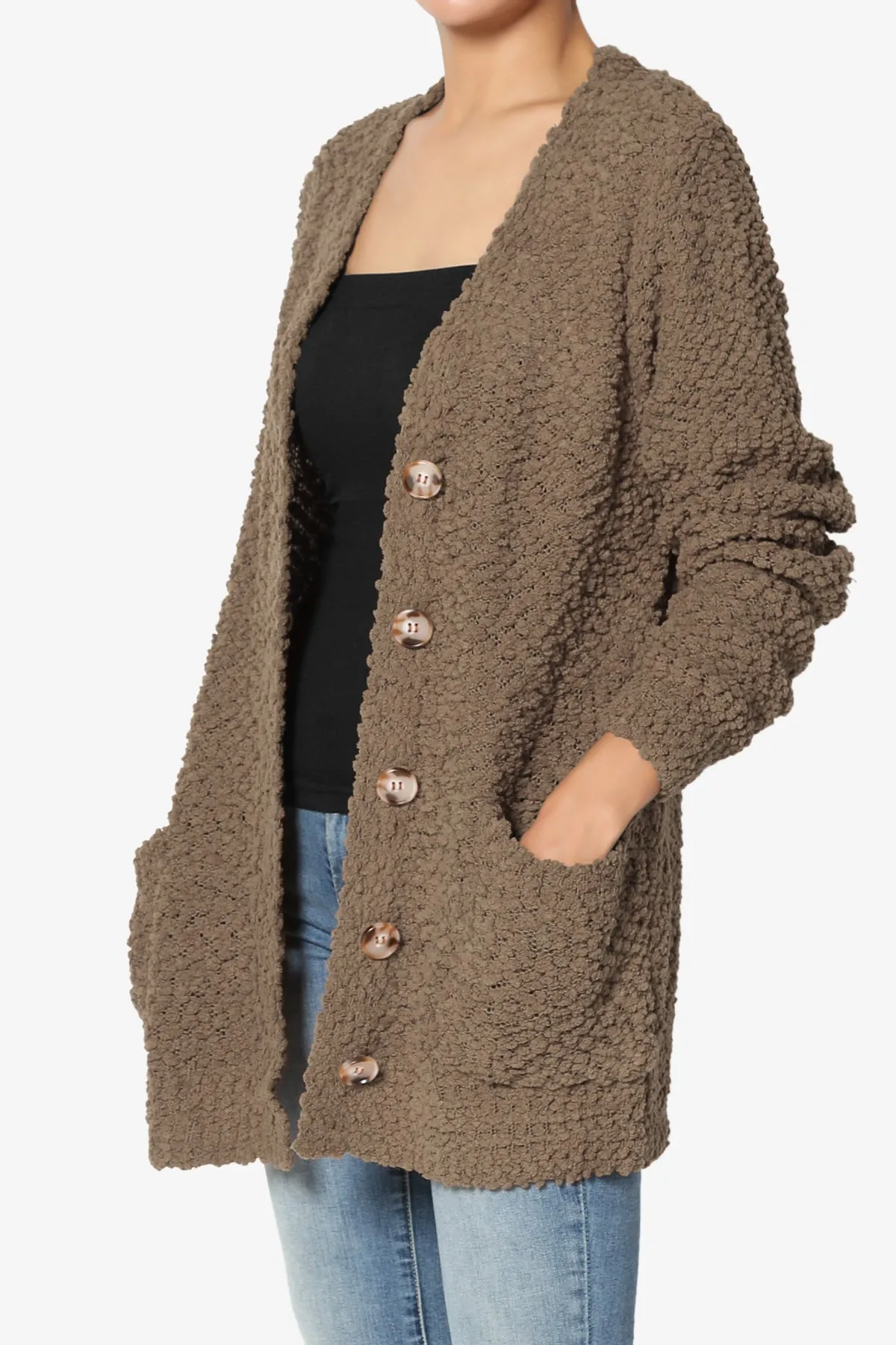 Barry Button Teddy Knit Sweater Cardigan PLUS
